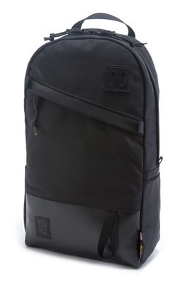 Topo Designs Leather Trim Daypack in Ballistic Black/Black Leather