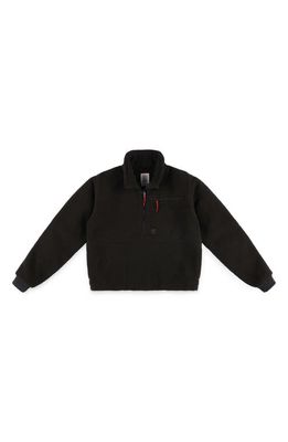 Topo Designs Mountain Faux Shearling Fleece Quarter Zip Jacket in Black/Black