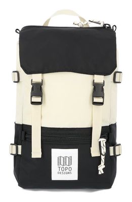 Topo Designs Rover Water Resistant Mini Backpack in Black/Bone White