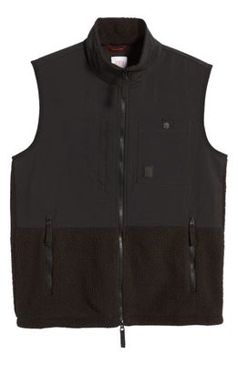 Topo Designs Subalpine Vest with High Pile Fleece Trim in Black/Black