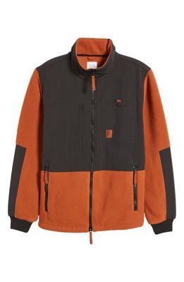 Topo Designs Subalpine Water-Repellent Jacket with High Pile Fleece Trim in Brick/Black