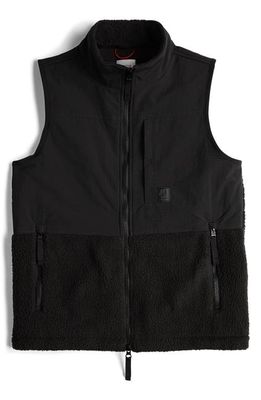 Topo Designs Subalpine Water-Resistant Vest with High Pile Fleece Trim in Black/Black