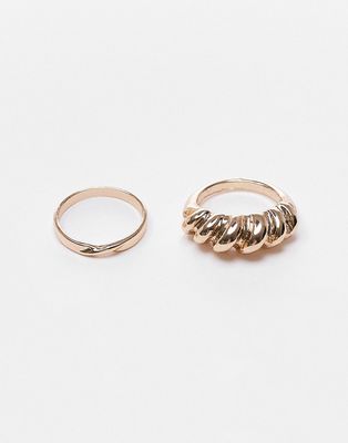 Topshop 2-pack twisted rings in gold