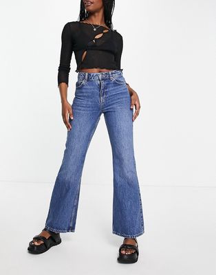Topshop 90s flare jeans in mid blue