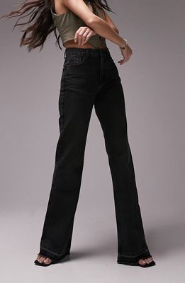 Topshop '90s Release Hem Flare Jeans in Black