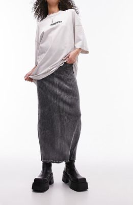 Topshop Acid Wash Rib Jersey Skirt in Grey