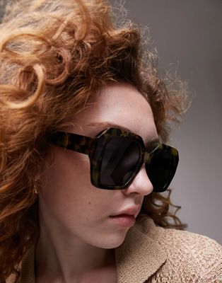 Topshop angular cateye sunglasses in black