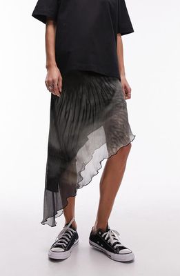 Topshop Asymmetric Mesh Midi Skirt in Black