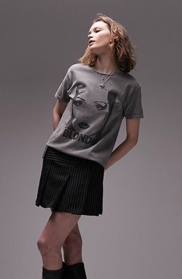 Topshop Blondie Cotton Graphic Tee in Charcoal