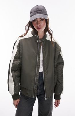 Topshop Bomber Jacket in Mid Green