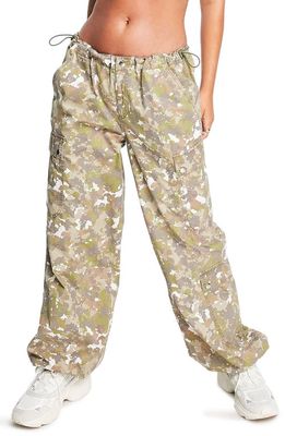 Topshop Camouflage Print Cotton Parachute Pants in Multi