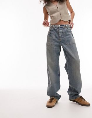 Topshop Carpenter jeans in authentic light blue