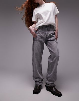 Topshop carpenter jeans in ice gray