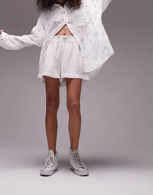 Topshop casual textured beach shorts in white
