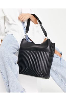 Topshop Channel Quilt Tote in Black