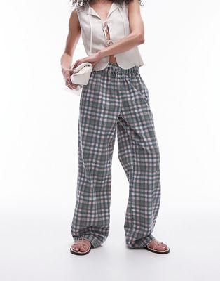 Topshop check pull-on pants in multi