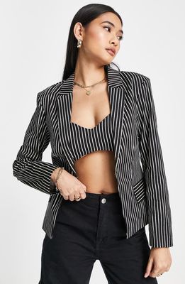 Topshop Co-Ord Fitted Stripe Blazer in Black