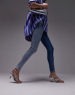 Topshop color block Jamie jeans in multi