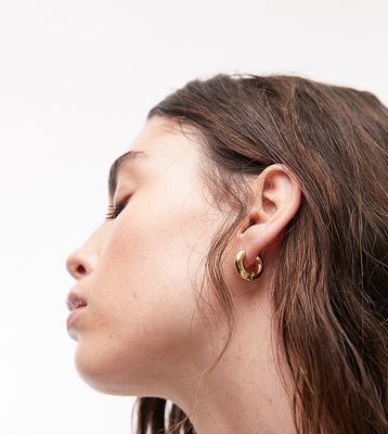 Topshop Como thick huggie hoop earrings in 14k gold plated