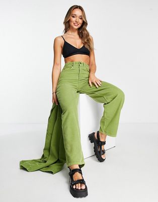 Topshop cord Baggy jean in green - part of a set