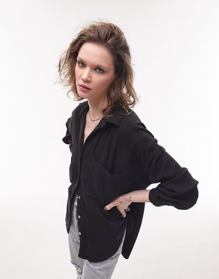 Topshop cotton casual shirt in black