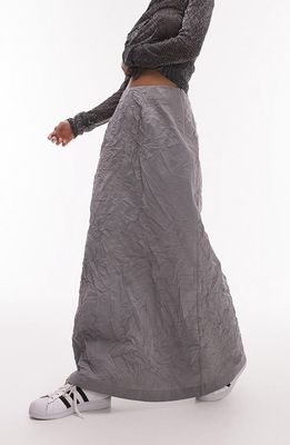 Topshop Crinkle A-Line Maxi Skirt in Grey