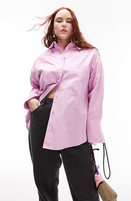 Topshop Curve Deep Cuff Shirt in Pink