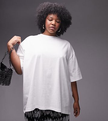 Topshop Curve oversized tee in white
