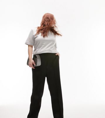 Topshop Curve Tailored pinseam pants in black