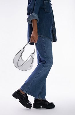 Topshop Curved Chain Shoulder Bag in White