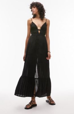 Topshop Cutout Cotton Cover-Up Maxi Dress in Black