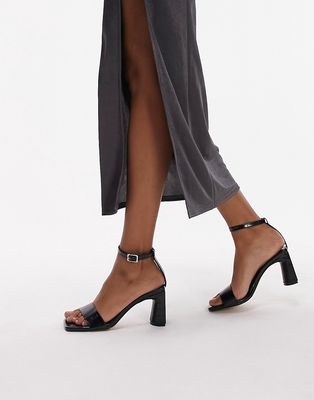 Topshop Daisy two part heeled sandal in black