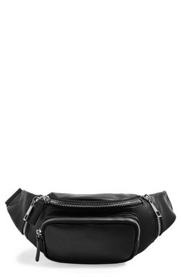 Topshop Dash Faux Leather Belt Bag in Black