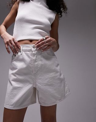 Topshop denim Editor shorts in white