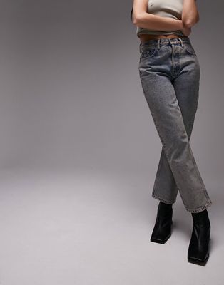 Topshop Editor jeans in dirty bleach-Blue