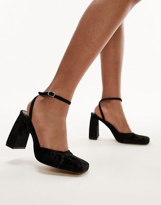 Topshop Emilia two part heeled shoes in black