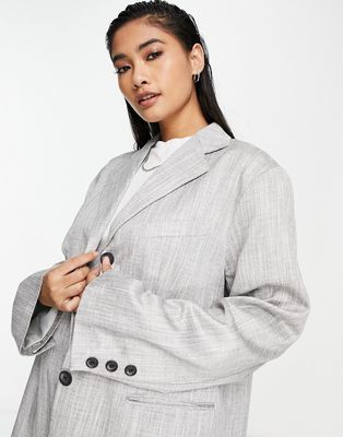 Topshop extreme oversized grandad blazer in light gray - part of a set