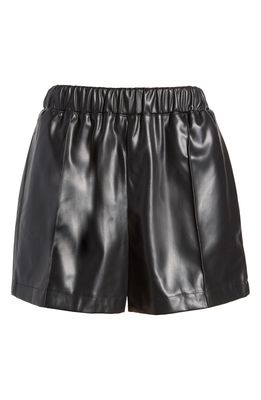 Topshop Faux Leather Shorts in Black