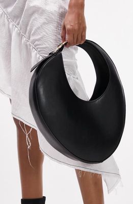 Topshop Faux Leather Shoulder Bag in Black