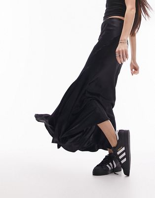 Topshop fishtail midi skirt in black