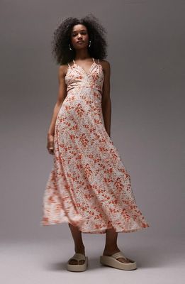 Topshop Floral Broderie Jersey Sundress in Ivory