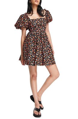 Topshop Floral Cotton Minidress in Red