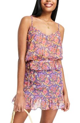 Topshop Floral Tie Strap Camisole in Red