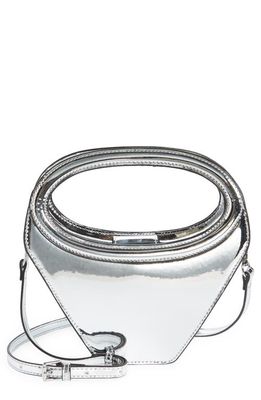 Topshop Frankie Triangle Faux Leather Crossbody Bag in Silver