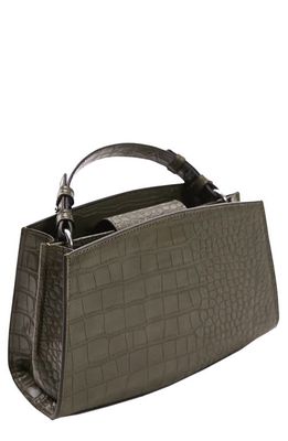 Topshop Gilly Croc Embossed Faux Leather Top Handle Grab Bag in Khaki