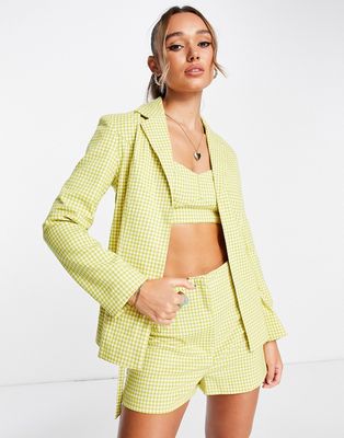 Topshop gingham blazer in green - part of a set-Neutral