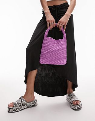 Topshop Gloria woven grab bag in purple