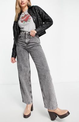 Topshop High Waist Baggy Wide Leg Jeans in Grey