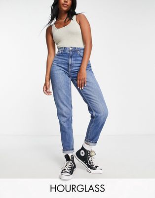 Topshop hourglass mom jeans in mid blue