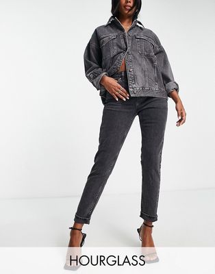 Topshop Hourglass premium Mom jeans in washed black